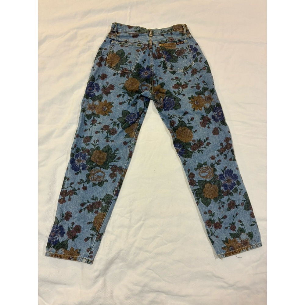 VTG 80s 90s Roberto Orsini Floral Print Denim Jeans High Rise Mom Jean 13/14 - Picture 2 of 12
